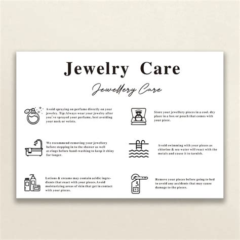 Printable Jewelry Care Instructions