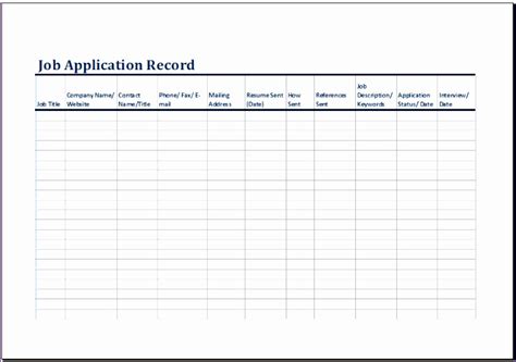 Printable Job Application Log Template Ms Excel