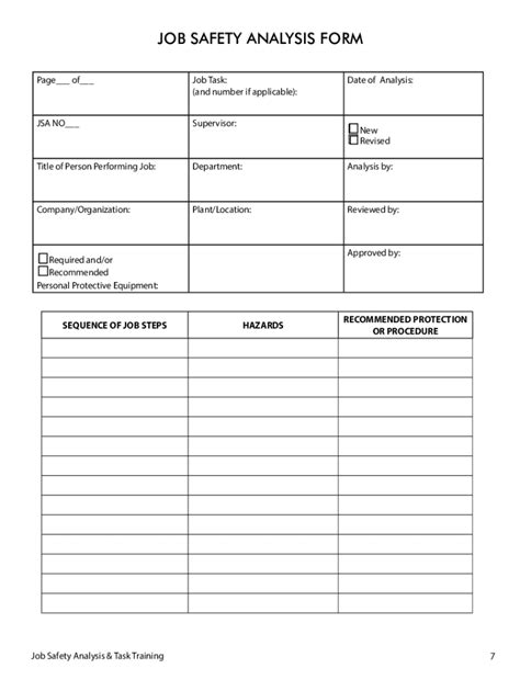 Printable Job Hazard Analysis Form