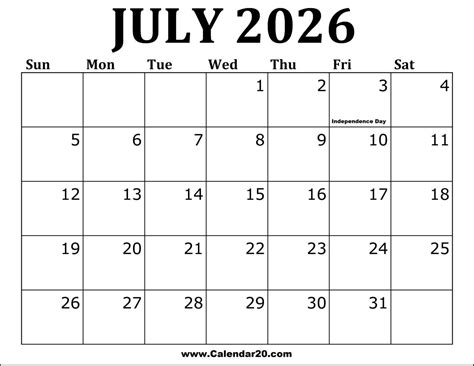 Printable July 2026 Calendar: Complete Guide For Beginners
