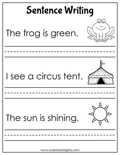 Printable Kindergarten Writing Sentences Worksheets