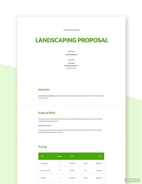 Printable Landscaping Proposal Template