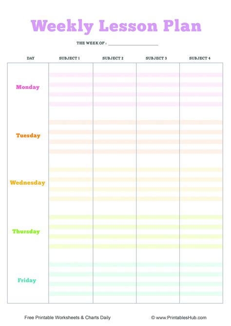 Printable Lesson Plan Template Weekly