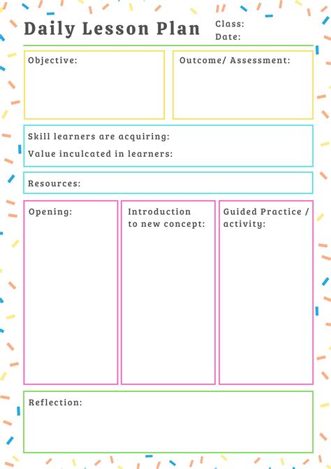 Printable Lesson Planning Template