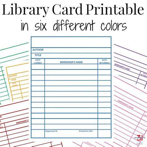 Printable Library Card