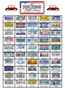 Printable License Plate Bingo