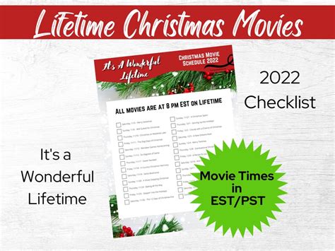 Printable Lifetime Christmas Movies 2022