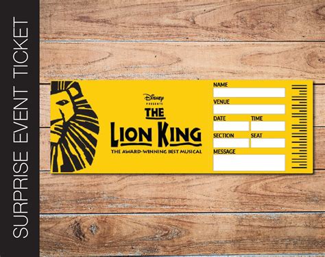 Printable Lion King Ticket Template Free