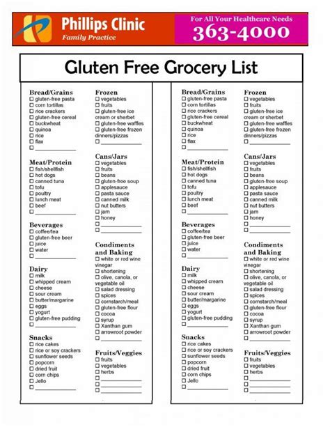 Printable List Of Gluten Free Foods