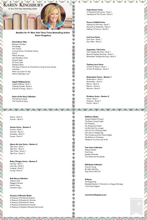 Printable List Of Karen Kingsbury Books In Order