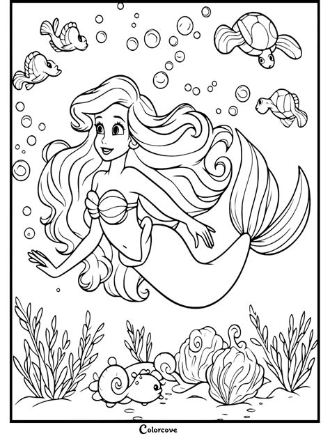 Printable Little Mermaid Coloring Pages Coloring Me Kids