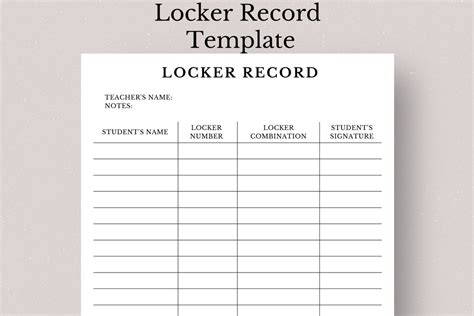 Printable Locker Assignment Template