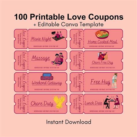 Printable Love Coupons For Him Template