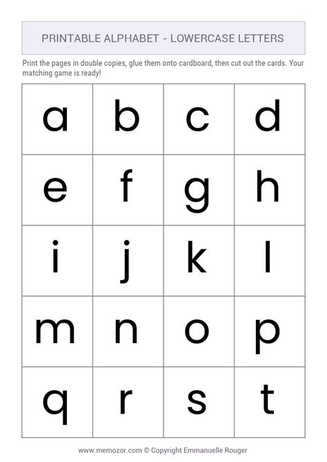 Printable Lower Case Letters Of The Alphabet