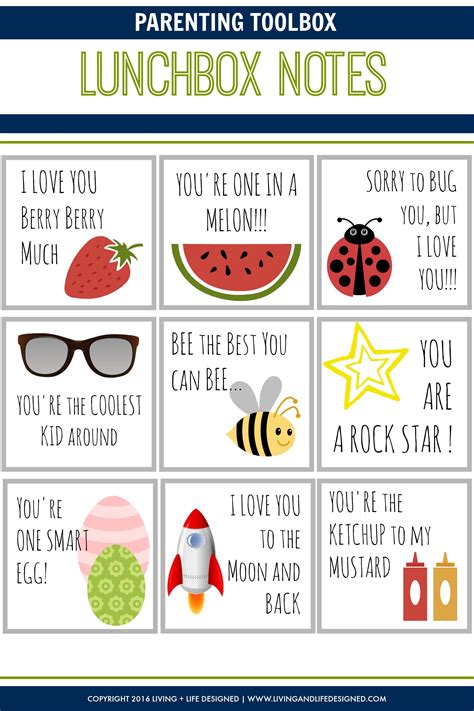 Printable Lunch Box Notes