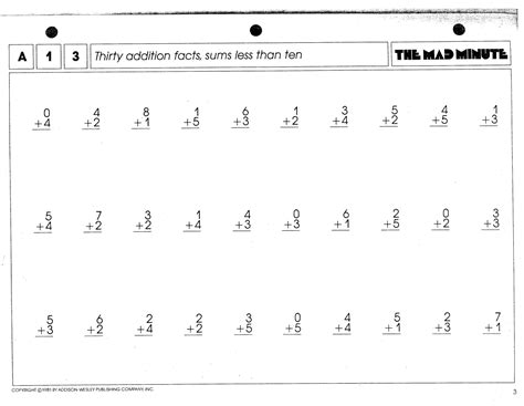 Printable Mad Minute Worksheets