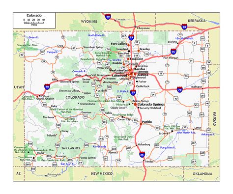 Map of Colorado with cities and towns