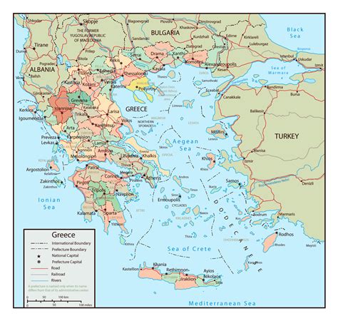 Physical Map of Greece Ezilon Maps