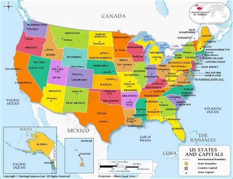 Printable Map Of Us States And Capitals