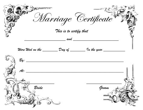 Printable Marriage Certificate Free