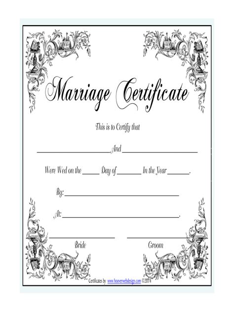 Printable Marriage Certificate Online