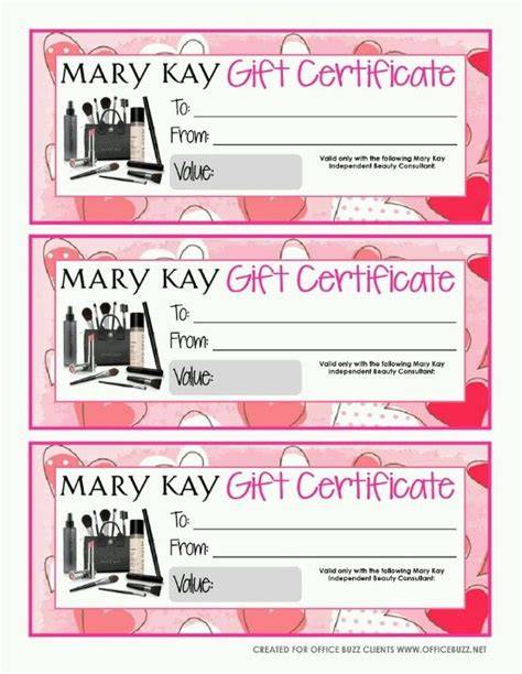 Printable Mary Kay Gift Cards