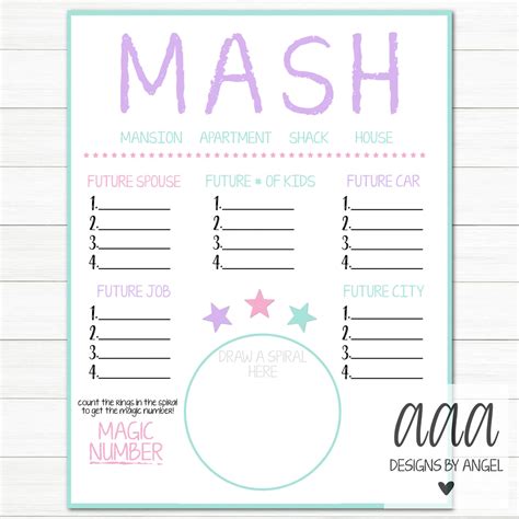 Printable Mash Sheet 2 Peer Page
