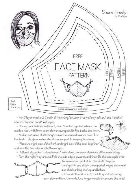 Printable Mask Pattern Template