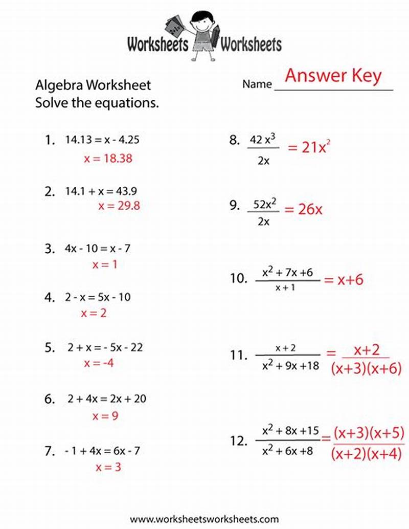 Printable Math Worksheets With Answer Key