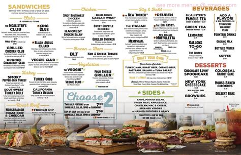 Printable Mcalister's Deli Menu