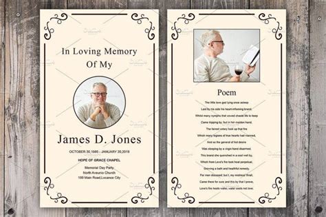 Printable Memorial Card Template Microsoft Word