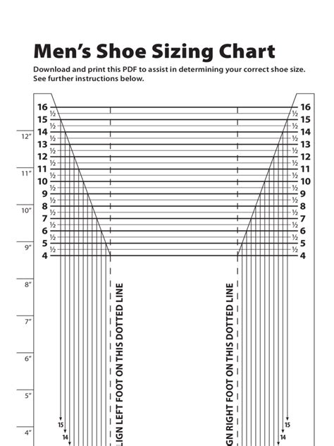 Printable Mens Shoe Size Chart