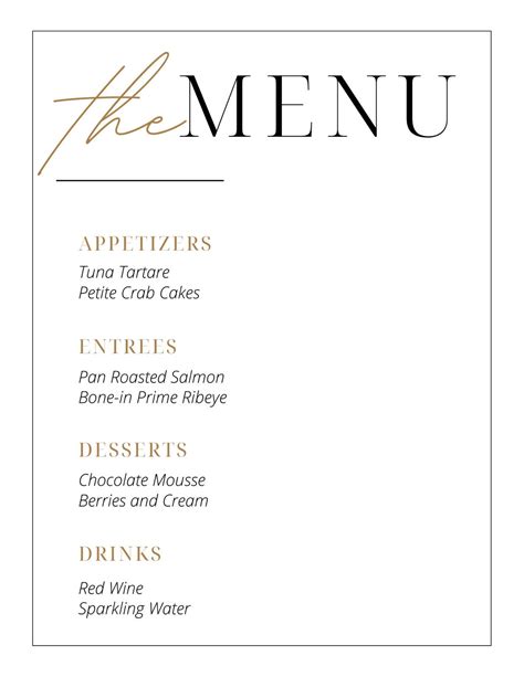 Printable Menu Template Spring