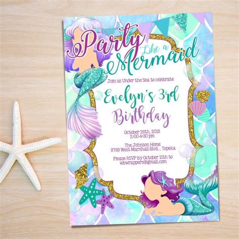 Printable Mermaid Birthday Invitations