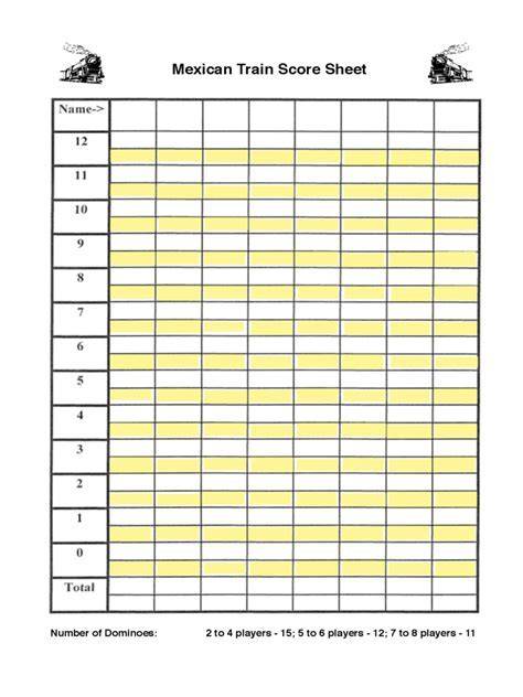 Printable Mexican Train Score Sheet – Complete Guide, Tips & Answers ...