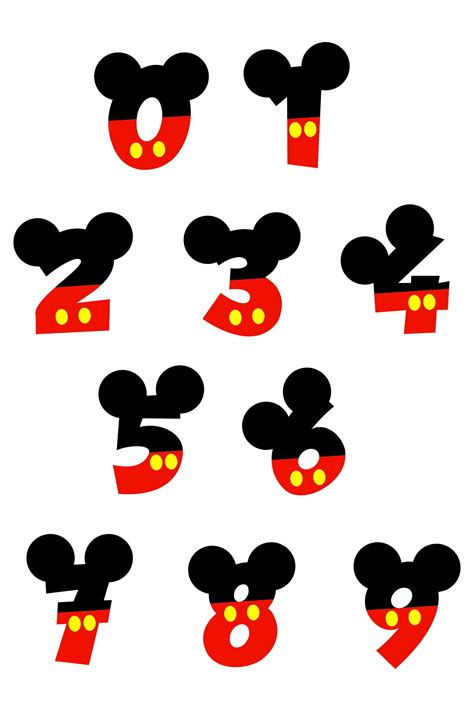 Printable Mickey Mouse Numbers