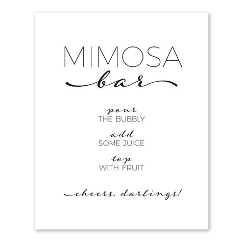 Printable Mimosa Bar Sign Template Free