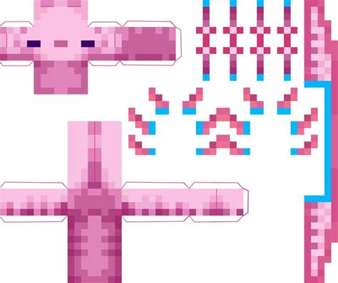 Printable Minecraft Papercraft Axolotl Template