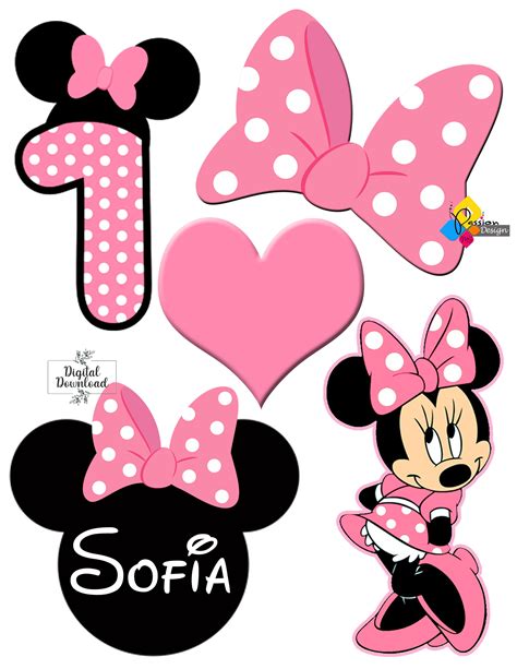 Printable Minnie Mouse Cake Topper Template