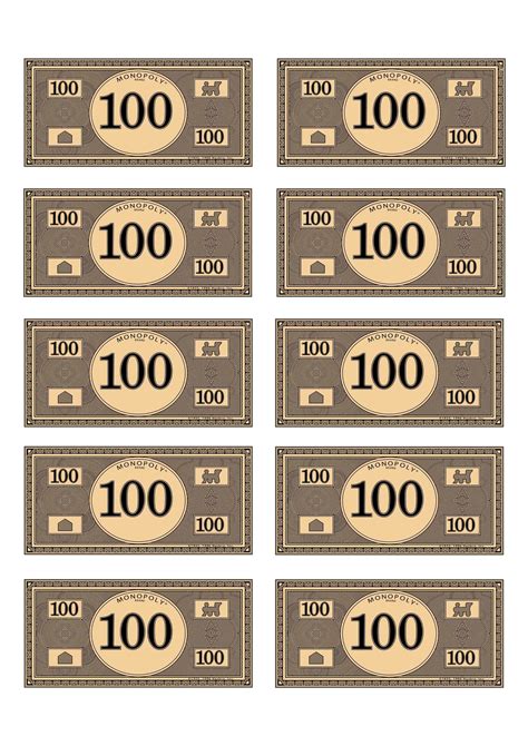 Printable Monopoly Money 100