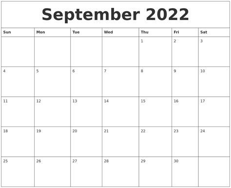 September 2022: Stay Organized with a Stunning Printable Monthly Calendar!
