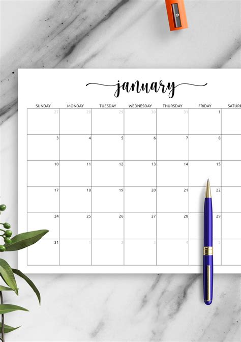 Printable Monthly Calendars Free