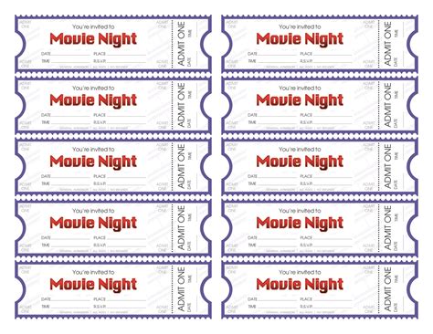Printable Movie Night Tickets