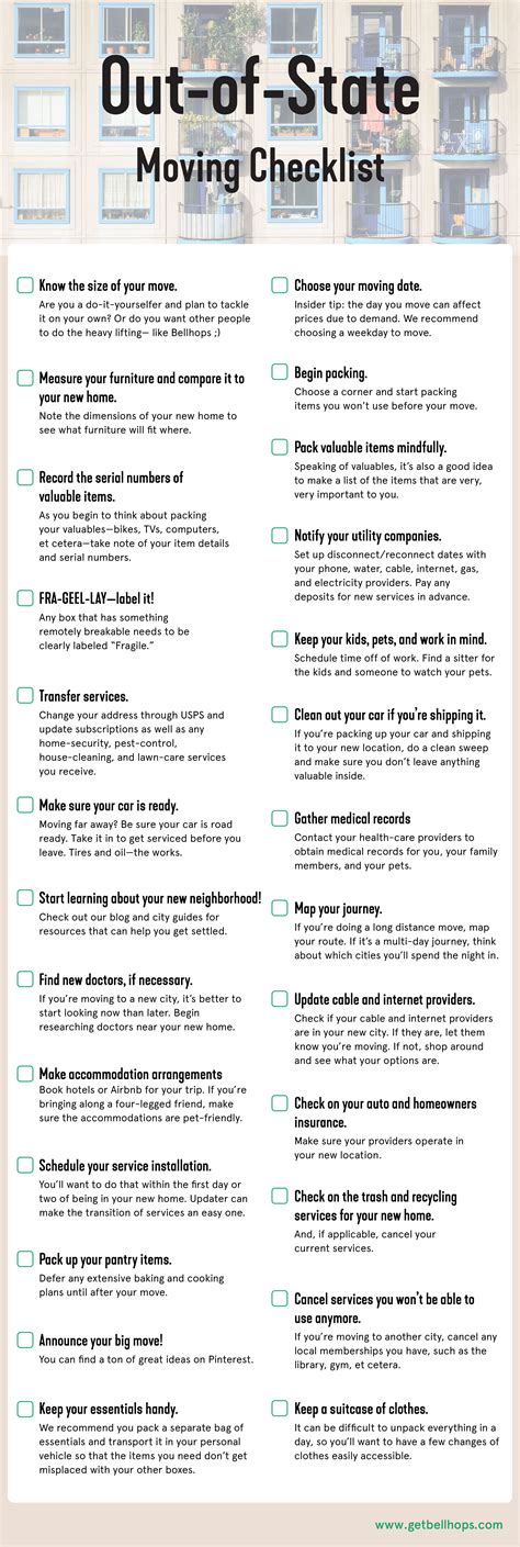 Printable Moving Out Of State Checklist