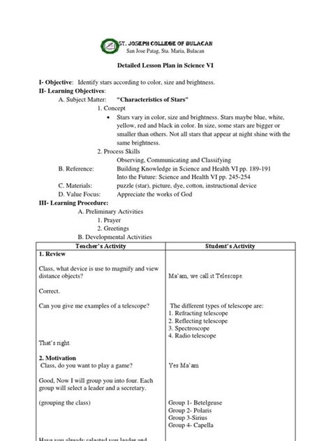 Printable Multigrade Lesson Plan Template