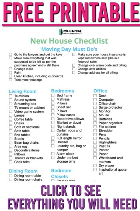 Printable New House Checklist