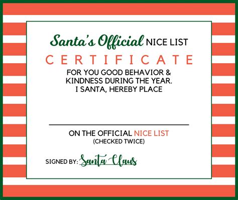 Printable Nice List