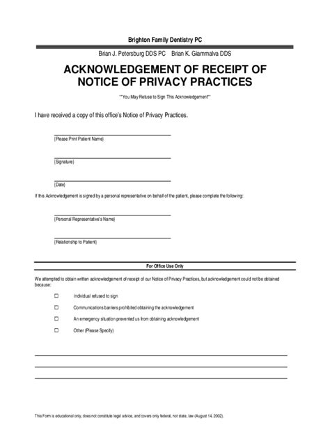 Printable Notice Of Privacy Practices Template