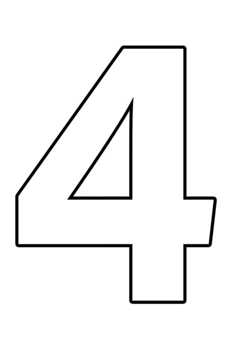 Printable Number 4 Outline