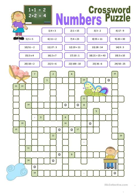 Printable Number Crossword Puzzles